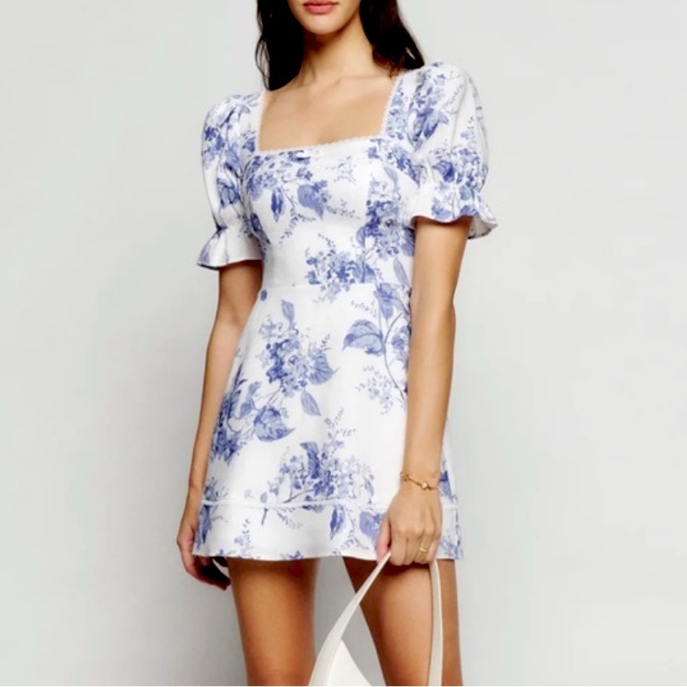 REFORMATION - Evianna Floral Linen Dress- Lightly worn - Size 6!